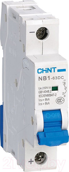 Изображение товара Выключатель автоматический Chint NB1-63DC 1P 4A 6кА C 250В DC (R) / 182702