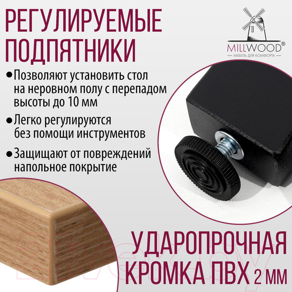 Изображение товара Обеденный стол Millwood Шанхай 120x70x75 (дуб золотой Craft/металл черный)