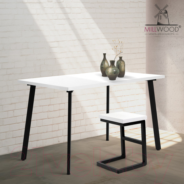Изображение товара Обеденный стол Millwood Шанхай 120x70x75 (белый/металл черный)