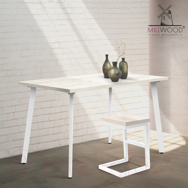 Изображение товара Обеденный стол Millwood Шанхай 120x70x75 (дуб белый Craft/металл белый)