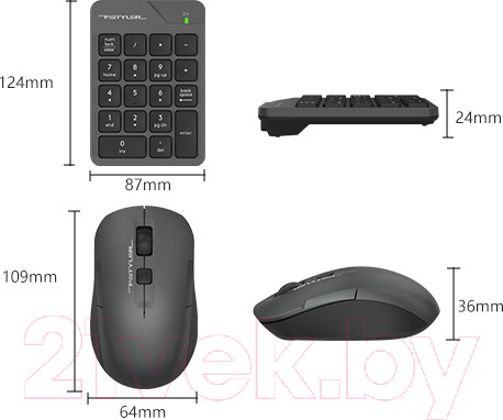 Изображение товара Комплект клавиатура и мышь A4Tech Fstyler FG1600C Air (серый/черный)
