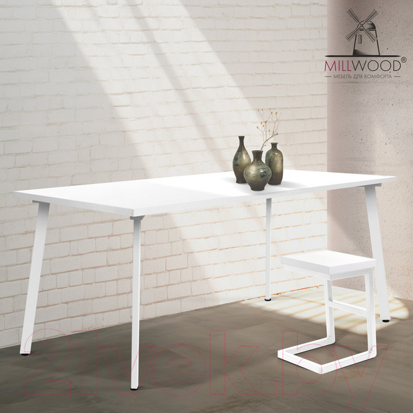 Изображение товара Обеденный стол Millwood Шанхай 160x80x75 (белый/металл белый)