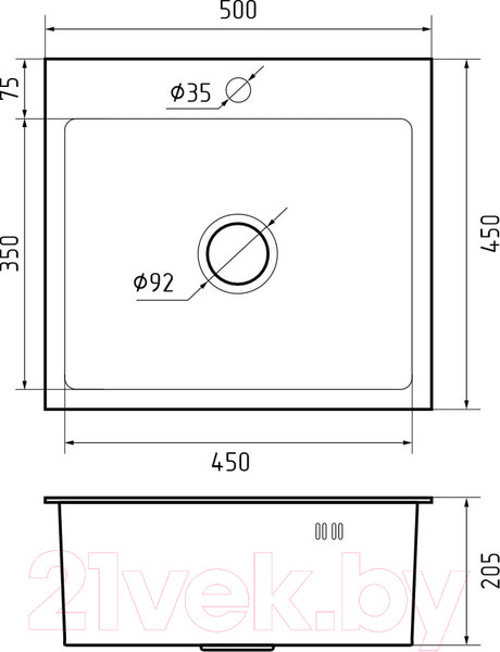Изображение товара Мойка кухонная GranFest GF-5045 PVD (графит)