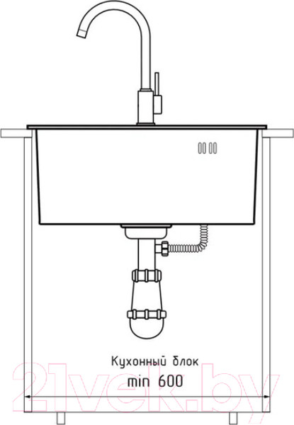 Изображение товара Мойка кухонная GranFest GF-5050 PVD (графит)