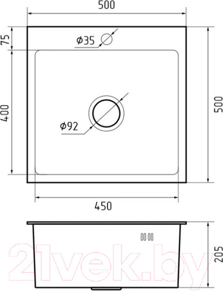 Изображение товара Мойка кухонная GranFest GF-5050 PVD (графит)