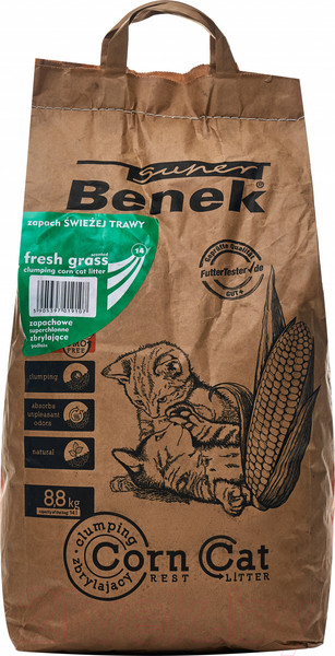 Изображение товара Наполнитель для туалета Super Benek Corn Cat Свежая трава (14л/8.8кг)
