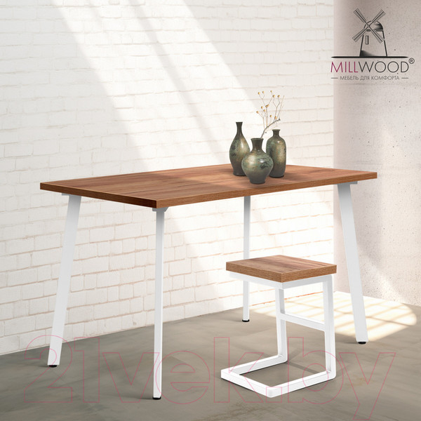Изображение товара Обеденный стол Millwood Шанхай 120x70x75 (дуб табачный Craft/металл белый)