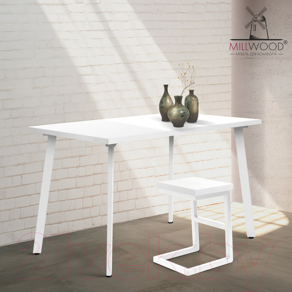 Изображение товара Обеденный стол Millwood Шанхай 120x70x75 (белый/металл белый)