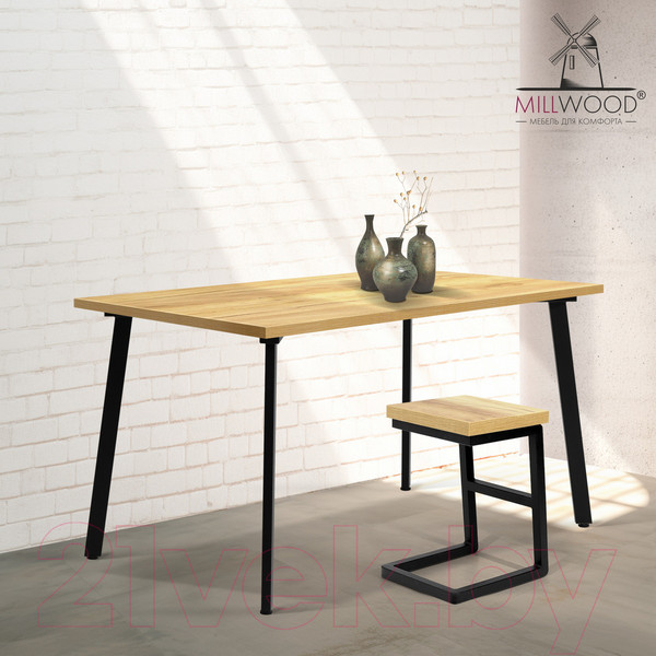 Изображение товара Обеденный стол Millwood Шанхай 130x80x75 (дуб золотой Craft/металл черный)