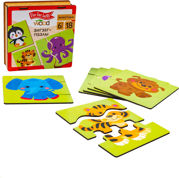 Изображение товара Развивающая игра Десятое королевство Wood. Зиг-заг Животные / 04650