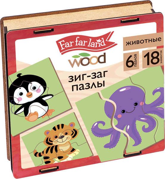 Изображение товара Развивающая игра Десятое королевство Wood. Зиг-заг Животные / 04650