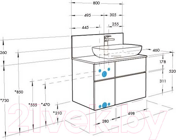 Изображение товара Тумба с умывальником Акватон Мишель 80 (1A2445K0MIDU0)
