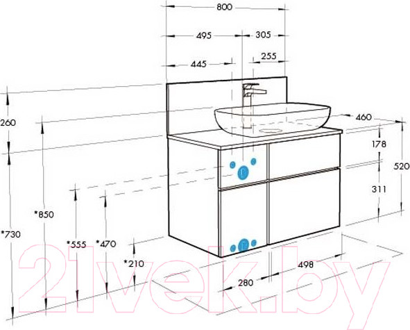 Изображение товара Тумба с умывальником Акватон Мишель 80 (1A2568K1MIDR0)