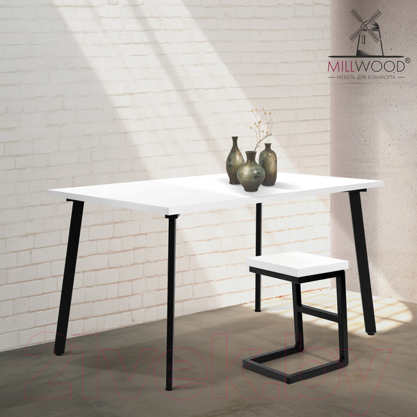 Изображение товара Обеденный стол Millwood Шанхай 130x80x75 (белый/металл черный)