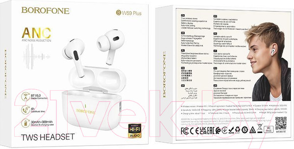 Изображение товара Беспроводные наушники Borofone BW59 TWS (белый)