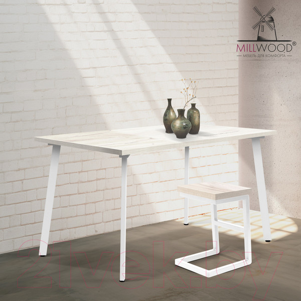 Изображение товара Обеденный стол Millwood Шанхай 130x80x75 (дуб белый Craft/металл белый)