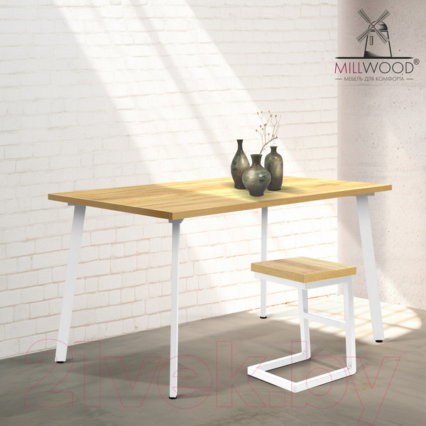 Изображение товара Обеденный стол Millwood Шанхай 130x80x75 (дуб золотой Craft/металл белый)