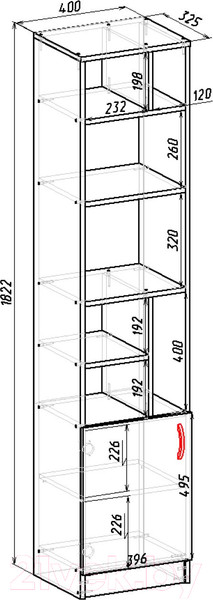 Изображение товара Стеллаж Мебель-Класс Имидж-1 (венге/ясень шимо светлый)