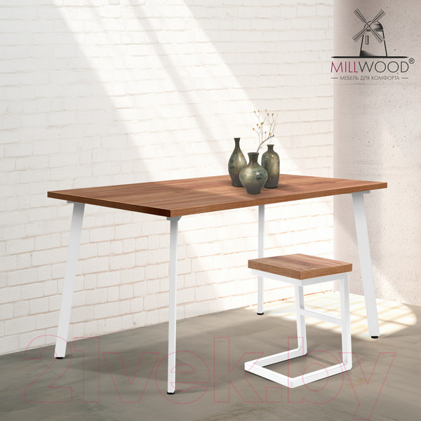 Изображение товара Обеденный стол Millwood Шанхай 130x80x75 (дуб табачный Craft/металл белый)