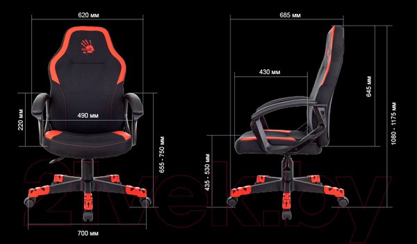 Изображение товара Кресло геймерское A4Tech Bloody GC-190 (черный/красный)