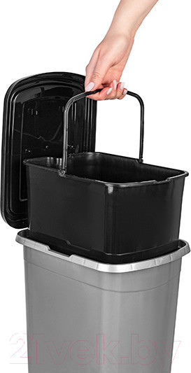 Изображение товара Контейнер для мусора El Casa Слим / 640474 (серый/черный)