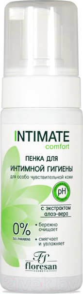 Изображение товара Пенка для интимной гигиены Floresan Intimate с экстрактом чистотела и алоэ вера для всей семьи (150мл)