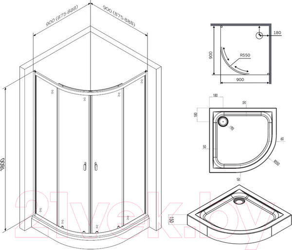 Изображение товара Душевой уголок AM.PM X-Joy W88E-205-090BT64