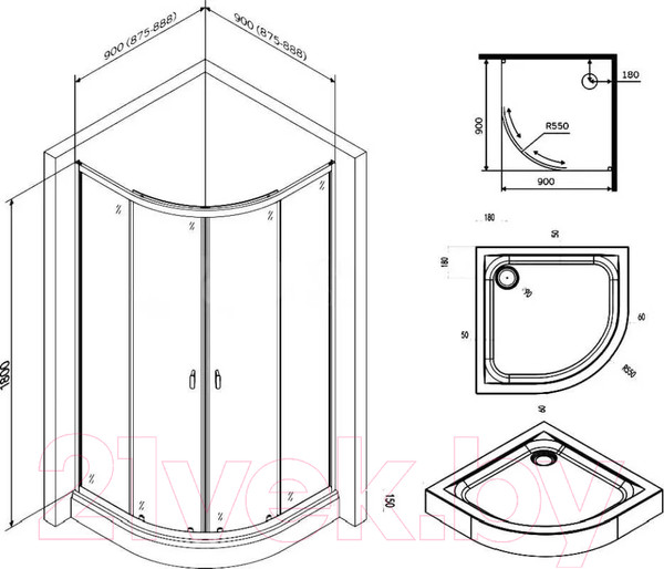 Изображение товара Душевой уголок AM.PM X-Joy W88E-205-090MT64