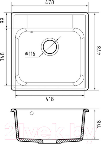 Изображение товара Мойка кухонная GranFest Quarz GF-Z48 (темно-серый)