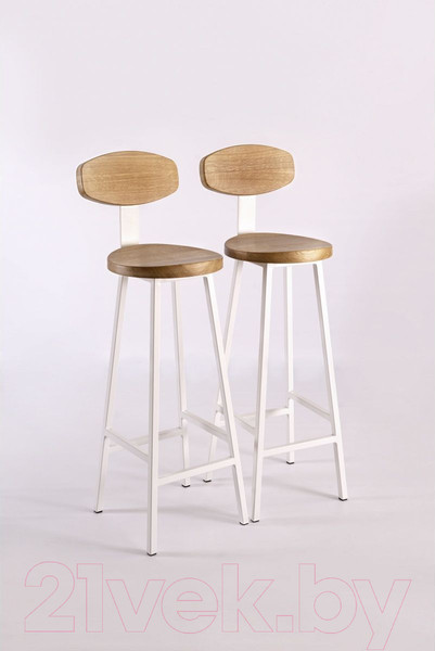 Изображение товара Стул барный Stal-Massiv SMH-S78 со спинкой (дуб натуральный/белый)