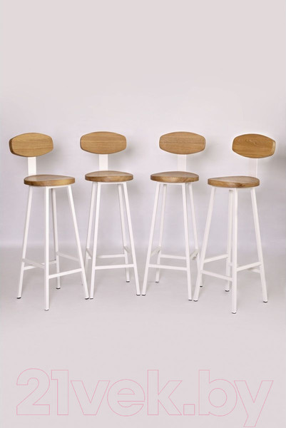 Изображение товара Стул барный Stal-Massiv SMH-S78 со спинкой (дуб натуральный/белый)