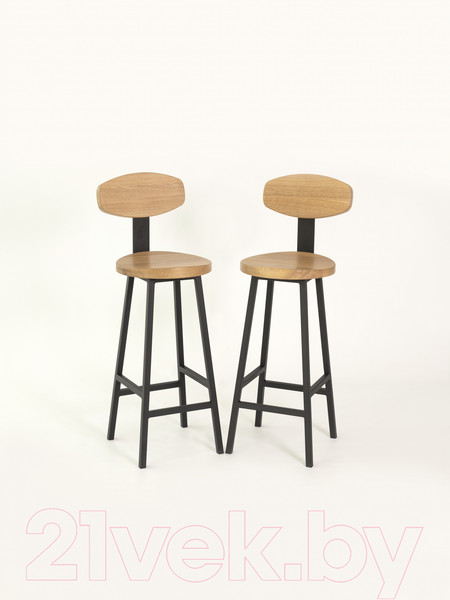 Изображение товара Стул барный Stal-Massiv SMH-S65 со спинкой (дуб натуральный/черный)