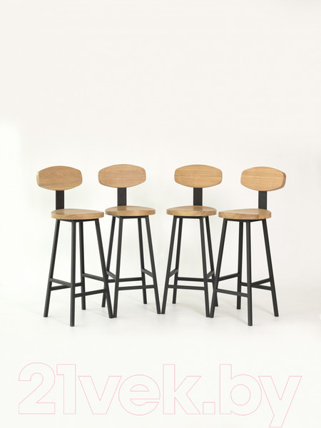 Изображение товара Стул барный Stal-Massiv SMH-S65 со спинкой (дуб натуральный/черный)