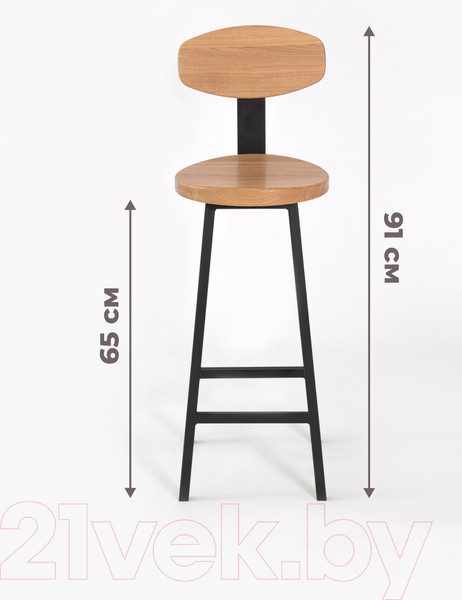 Изображение товара Стул барный Stal-Massiv SMH-S65 со спинкой (дуб натуральный/черный)