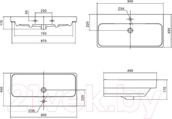 Изображение товара Тумба с умывальником Акватон Сканди 90 (1A2519K0SD010)