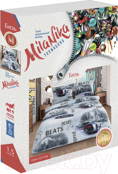 Изображение товара Комплект постельного белья Milanika Адреналин 1.5сп подростковый с наволочкой 70x70 (бязь)