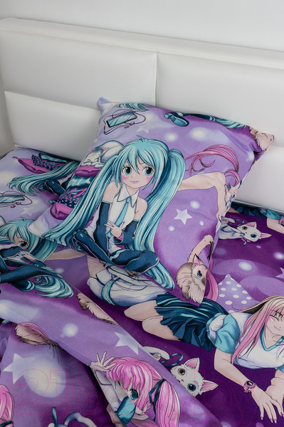 Изображение товара Комплект постельного белья Milanika Аниме 1.5сп подростковый с наволочкой 70x70 (бязь)