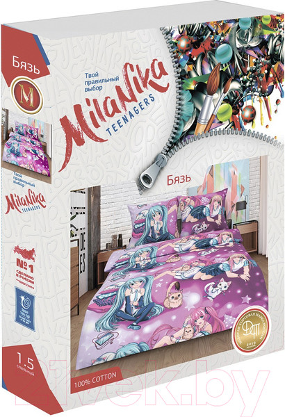 Изображение товара Комплект постельного белья Milanika Аниме 1.5сп подростковый с наволочкой 70x70 (бязь)