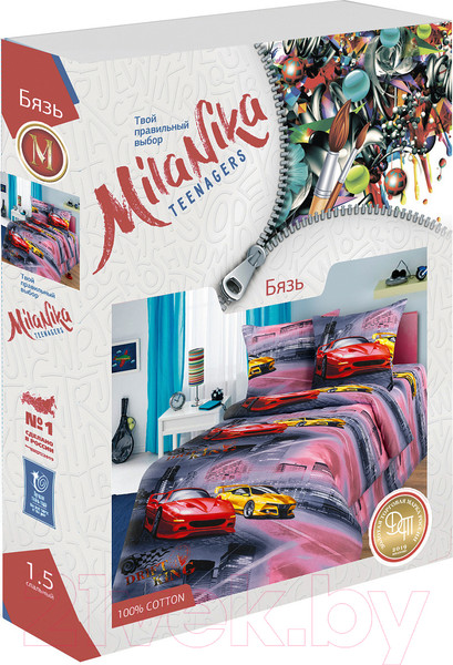 Изображение товара Комплект постельного белья Milanika Дрифт 1.5сп подростковый с наволочкой 70x70 (бязь)