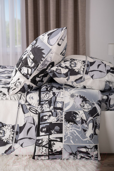 Изображение товара Комплект постельного белья Milanika Катана 1.5сп подростковый с наволочкой 70x70 (бязь)