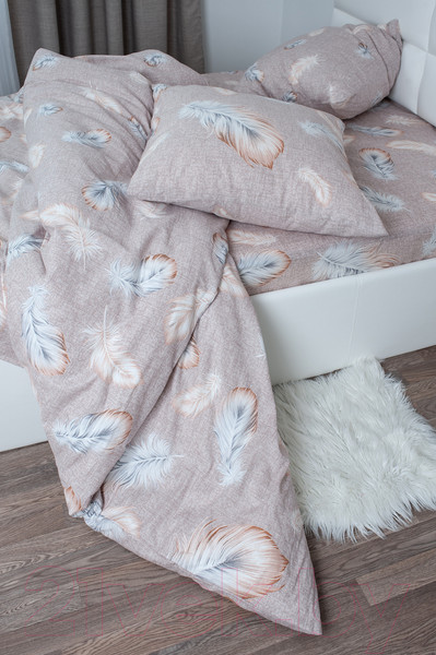 Изображение товара Комплект постельного белья Milanika Перья Евро (бязь)