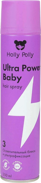 Изображение товара Лак для укладки волос Holly Polly Ultra Power Baby Ослепительный блеск и ультрафиксация (250мл)