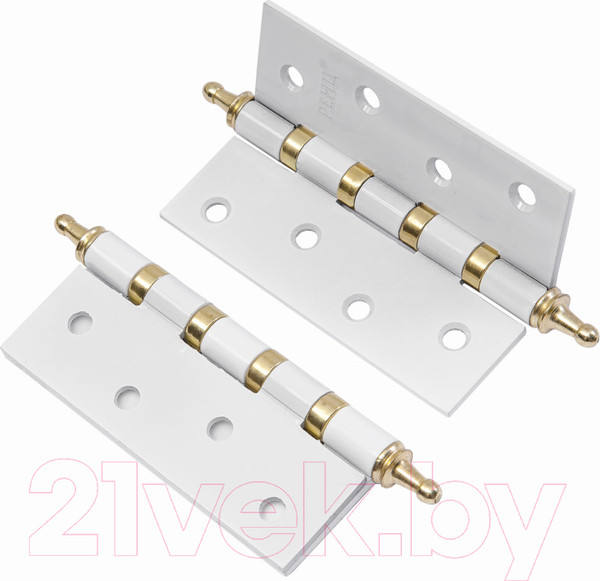 Изображение товара Комплект петель дверных Ренц IN100-4BB CH SW/PB (2шт, супер белый/латунь блестящая)