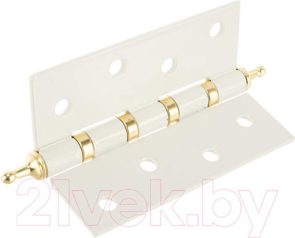 Изображение товара Комплект петель дверных Ренц IN100-4BB CH W/PB (2шт, белый/латунь блестящая)
