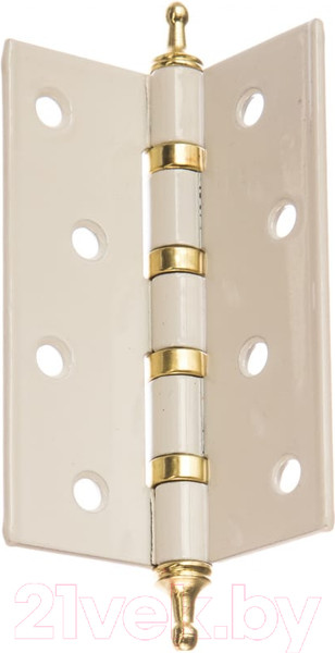 Изображение товара Комплект петель дверных Ренц IN100-4BB CH W/PB (2шт, белый/латунь блестящая)