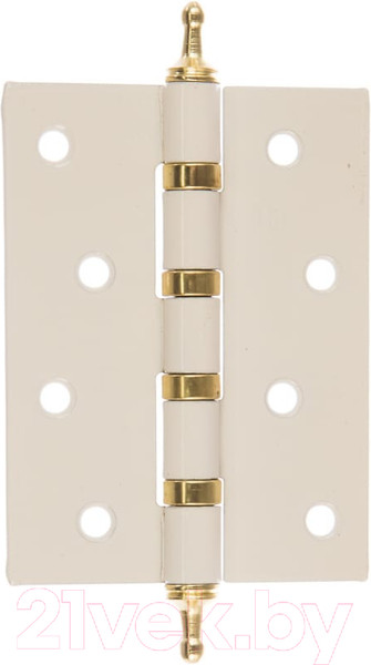 Изображение товара Комплект петель дверных Ренц IN100-4BB CH W/PB (2шт, белый/латунь блестящая)