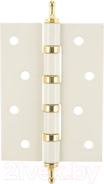 Изображение товара Комплект петель дверных Ренц IN100-4BB CH W/PB (2шт, белый/латунь блестящая)