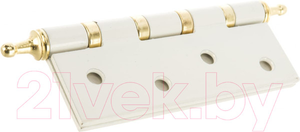 Изображение товара Комплект петель дверных Ренц IN100-4BB CH W/PB (2шт, белый/латунь блестящая)