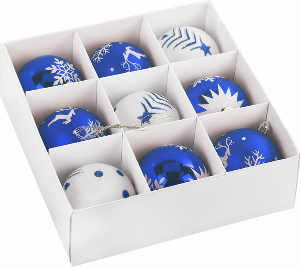 Изображение товара Набор шаров новогодних Золотая сказка Русская Зима / 591987 (9шт, синий/белый)