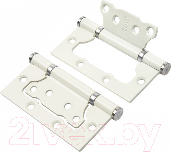Изображение товара Комплект петель дверных Ренц IN100-2BBFH W/CP без ВР (2шт, белый/хром блестящий)